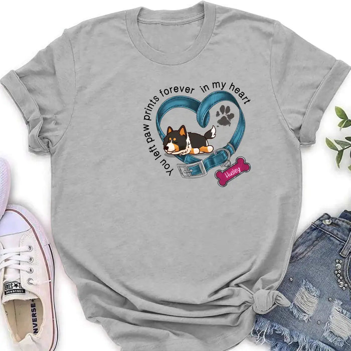 Custom Personalized Memorial Dog Collar Shirt/ Hoodie - Gift Idea For Dog Lover/ Mother's Day/Father's Day - You Left Paw Prints Forever In My Heart