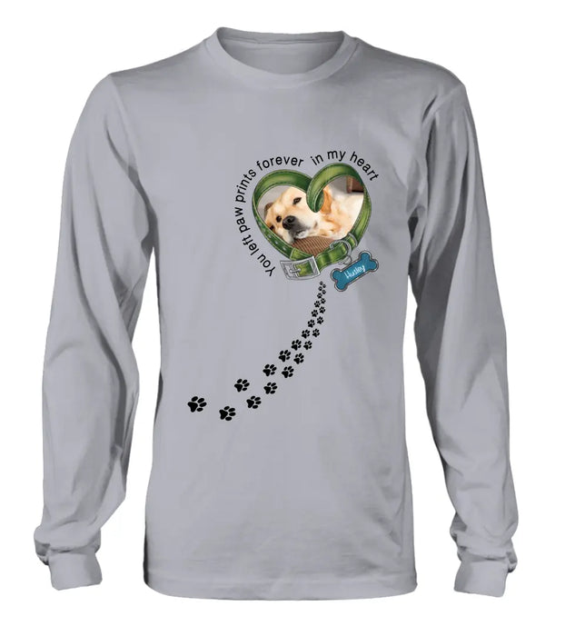 Custom Personalized Dog Photo Shirt/ Hoodie - Gift Idea For Dog Lover/ Mother's Day/Father's Day - You Left Paw Prints Forever In My Heart