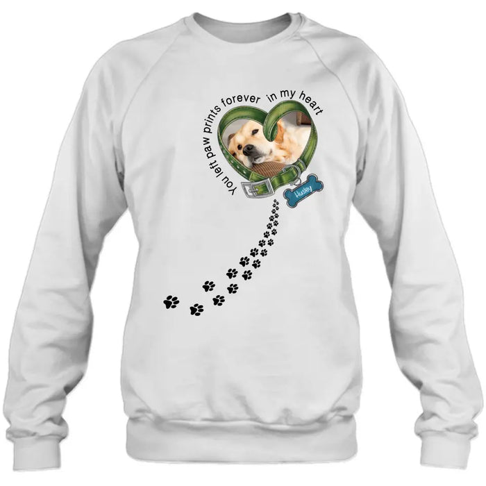 Custom Personalized Dog Photo Shirt/ Hoodie - Gift Idea For Dog Lover/ Mother's Day/Father's Day - You Left Paw Prints Forever In My Heart