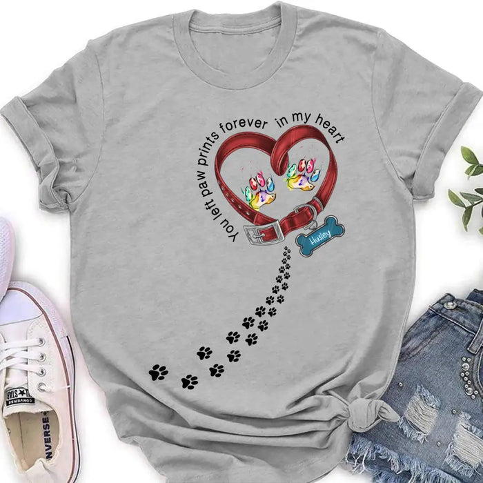 Custom Personalized Dog Collar Rainbow Shirt/ Hoodie - Gift Idea For Dog Lover/ Mother's Day/Father's Day - You Left Paw Prints Forever In My Heart