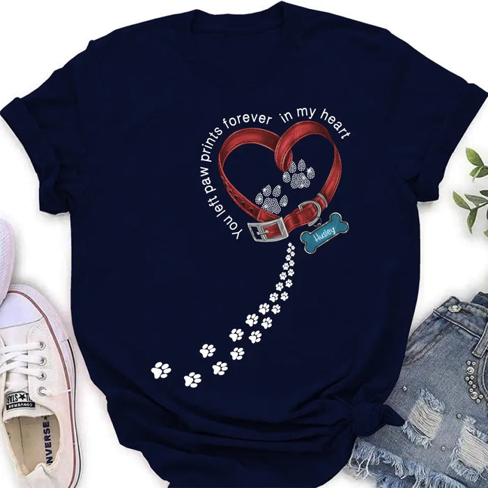 Custom Personalized Dog Paw Prints T-shirt/ Hoodie - Memorial Gift Idea For Dog Lover/ Father's Day/ Mother's Day - You Left Paw Prints Forever In My Heart