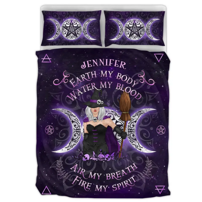 Custom Personalized Witch Quilt Bed Set - Gift Idea For Witch Lovers - Earth My Body Water My Blood