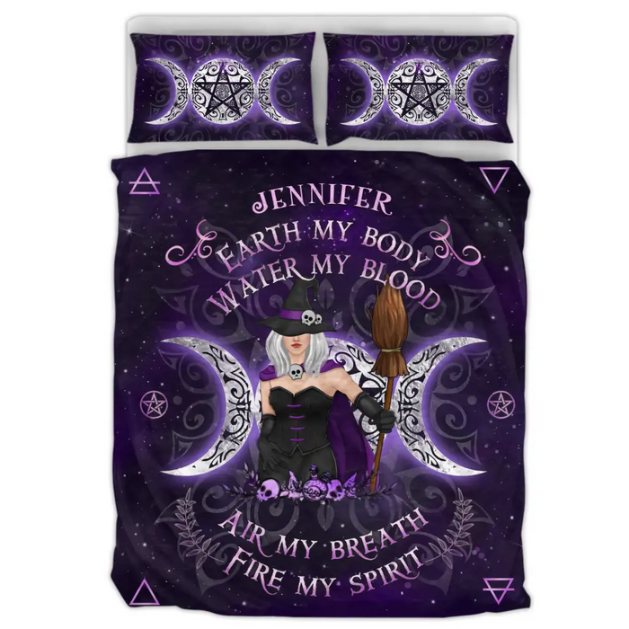 Personalized Witch Quilt Bed Set - Gift Idea For Witch Lovers - Earth My Body Water My Blood