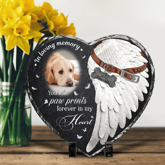 Custom Personalized Memorial Photo Heart Lithograph - Memorial Gift Idea for Dog Owners - You Left Paw Prints Forever In My Heart