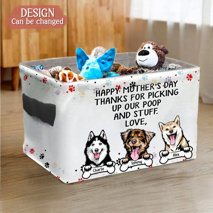 Personalized Dog Storage Box - Up to 7 Dogs - Mother's Day Gift Idea for Dog Mom - Thanks For Picking Up Our Poop And Stuff