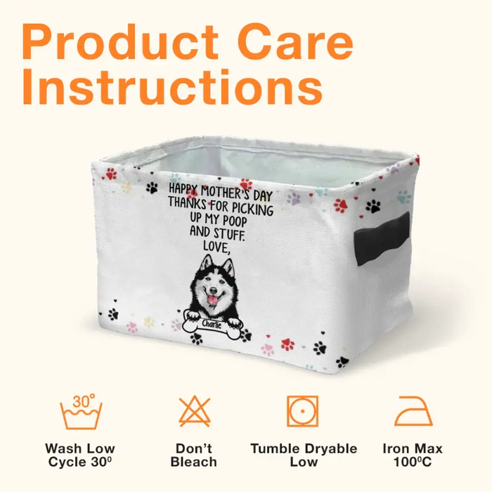 Personalized Dog Storage Box - Up to 7 Dogs - Mother's Day Gift Idea for Dog Mom - Thanks For Picking Up Our Poop And Stuff