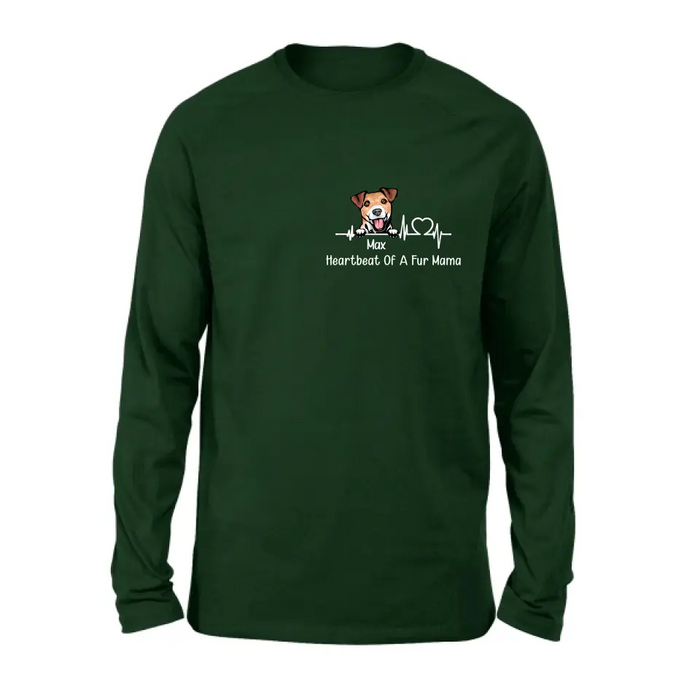 Custom Personalized Dog Shirt/ Hoodie - Gift Idea For Dog Lover/ Mother's Day/ Father's Day - Heartbeat Of A Fur Mama