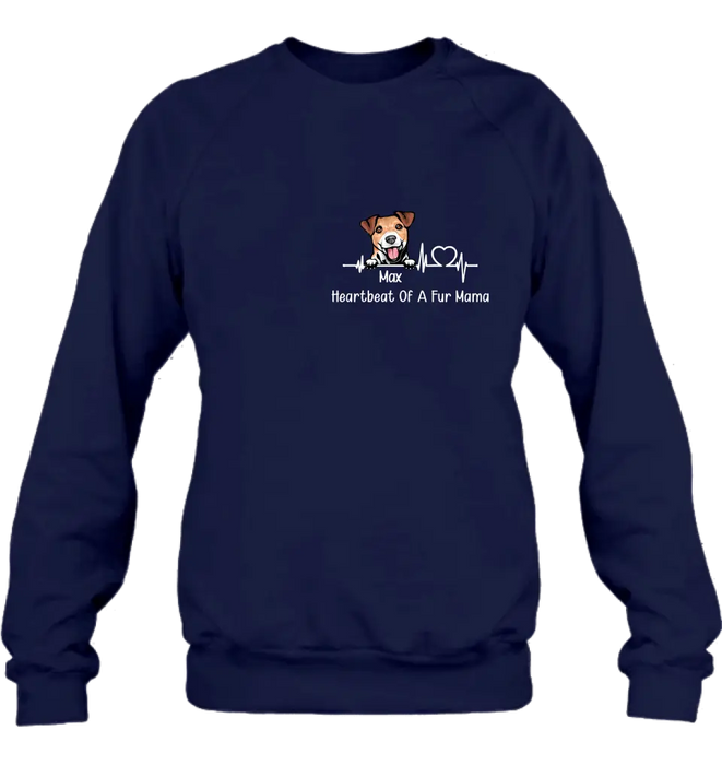 Custom Personalized Dog Shirt/ Hoodie - Gift Idea For Dog Lover/ Mother's Day/ Father's Day - Heartbeat Of A Fur Mama