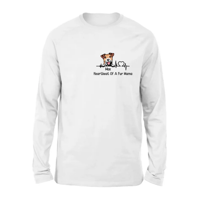 Custom Personalized Dog Shirt/ Hoodie - Gift Idea For Dog Lover/ Mother's Day/Father's Day - Heartbeat Of A Fur Mama