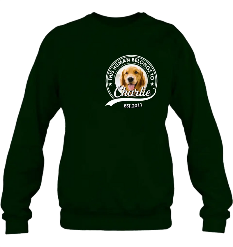 Personalized Pet Mom/Pet Dad Shirt/Hoodie - Upload Photo - Gift Idea For Pet Lover/Mother's Day/Father's Day - This Human Belongs To