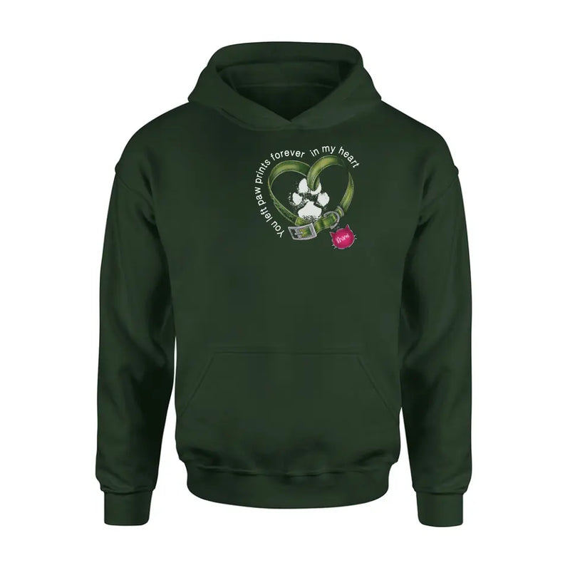 Personalized Cat Collar Pawprints T-shirt/Hoodie - Memorial Gift Idea For Cat Lover/Mother's Day/Father's Day - You Left Paw Prints Forever In My Heart
