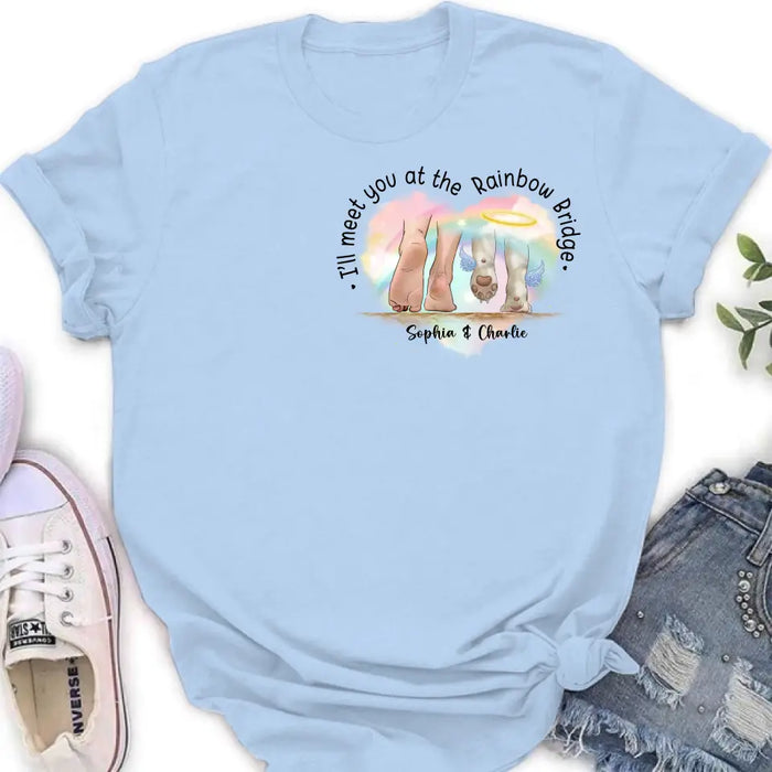 Custom Personalized Memorial Dog T-shirt/ Hoodie - Gift Idea For Dog Lover/ Mother's Day/Father's Day - I'll Meet You At The Rainbow Bridge