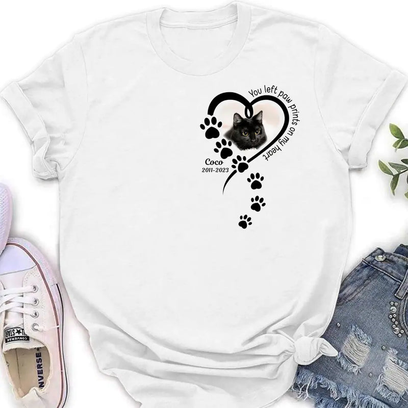 Personalized Memorial Cat T-shirt/Hoodie - Gift Idea For Cat Lover/Mother's Day/Father's Day - You Left Paw Prints On My Heart
