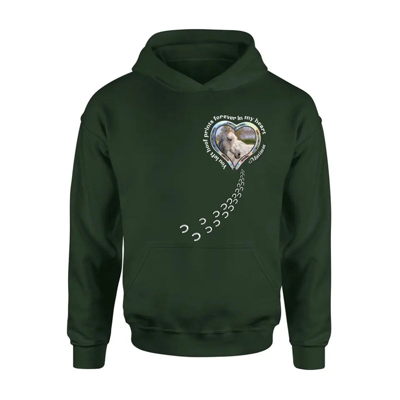 Personalized Horse Photo T-shirt/Hoodie - Gift Idea For Horse Lover/Mother's Day/Father's Day - You Left Hoof Prints Forever In My Heart