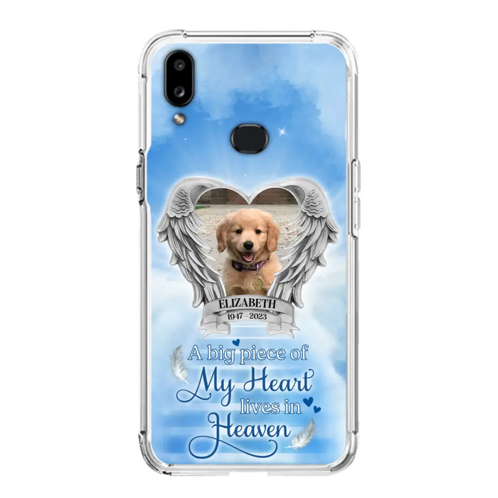 Custom Personalized Memorial Phone Case - Upload Photo - Memorial Gift Idea For Family Member/ Pet Owner - A Big Piece Of My Heart Lives In Heaven - Case For iPhone And Samsung