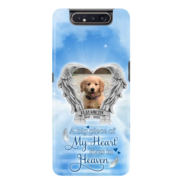 Custom Personalized Memorial Phone Case - Upload Photo - Memorial Gift Idea For Family Member/ Pet Owner - A Big Piece Of My Heart Lives In Heaven - Case For iPhone And Samsung