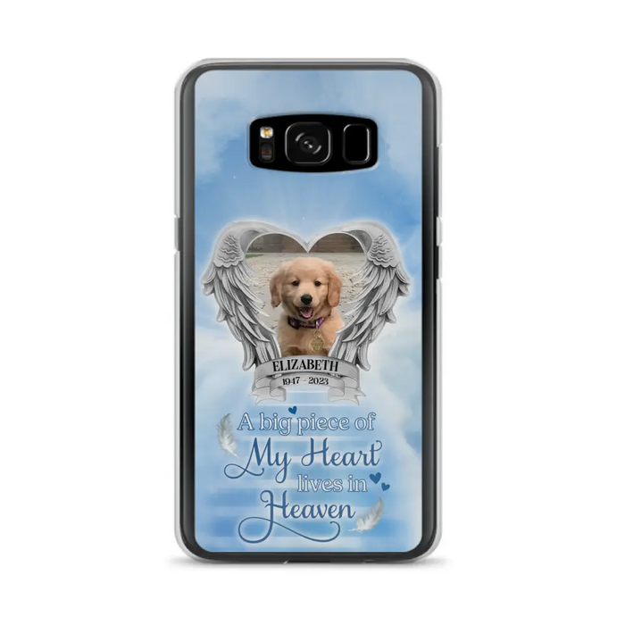 Custom Personalized Memorial Phone Case - Upload Photo - Memorial Gift Idea For Family Member/ Pet Owner - A Big Piece Of My Heart Lives In Heaven - Case For iPhone And Samsung