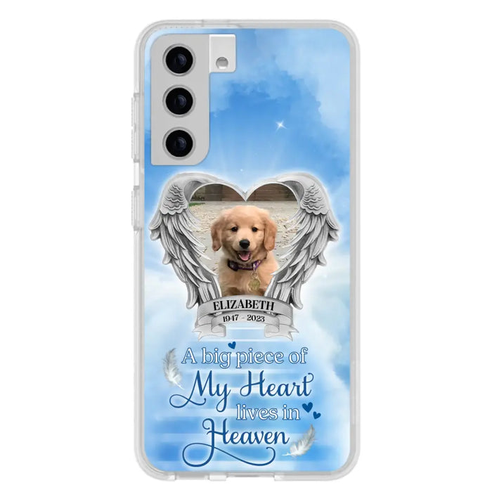 Custom Personalized Memorial Phone Case - Upload Photo - Memorial Gift Idea For Family Member/ Pet Owner - A Big Piece Of My Heart Lives In Heaven - Case For iPhone And Samsung