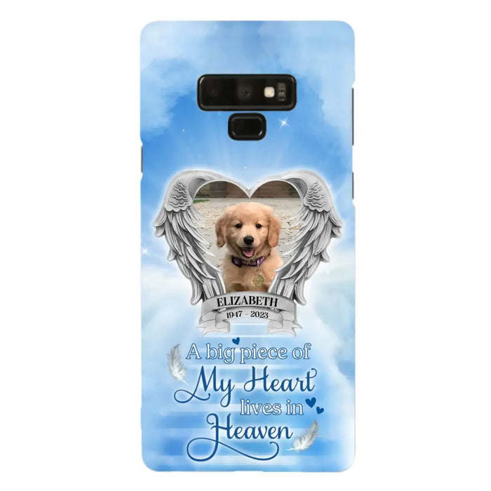 Custom Personalized Memorial Phone Case - Upload Photo - Memorial Gift Idea For Family Member/ Pet Owner - A Big Piece Of My Heart Lives In Heaven - Case For iPhone And Samsung