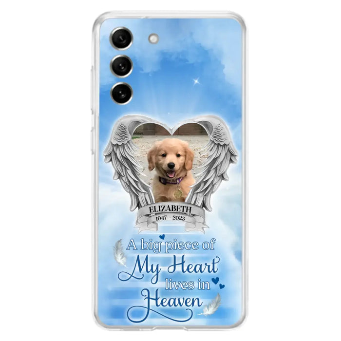 Custom Personalized Memorial Phone Case - Upload Photo - Memorial Gift Idea For Family Member/ Pet Owner - A Big Piece Of My Heart Lives In Heaven - Case For iPhone And Samsung