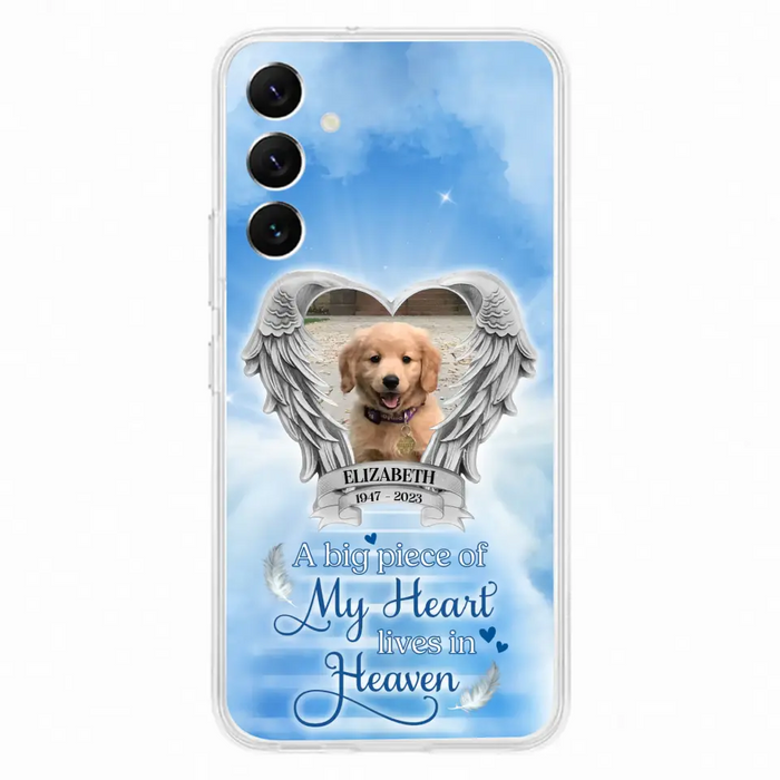 Custom Personalized Memorial Phone Case - Upload Photo - Memorial Gift Idea For Family Member/ Pet Owner - A Big Piece Of My Heart Lives In Heaven - Case For iPhone And Samsung