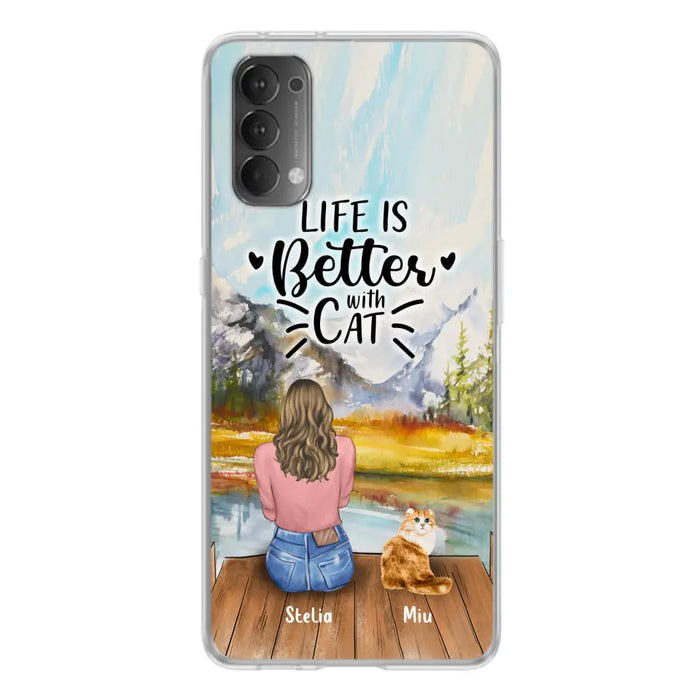 Custom Personalized Cat Mom Phone Case - Gifts For Cat Lovers With Upto 4 Cats - Home Is Where The Paws Are - Case For Oppo, Huawei, Xiaomi, Google Pixel