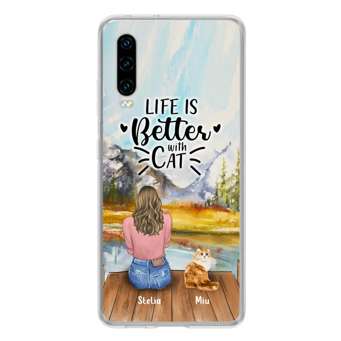 Custom Personalized Cat Mom Phone Case - Gifts For Cat Lovers With Upto 4 Cats - Home Is Where The Paws Are - Case For Oppo, Huawei, Xiaomi, Google Pixel