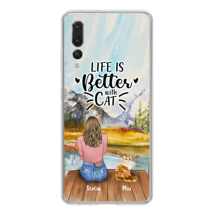 Custom Personalized Cat Mom Phone Case - Gifts For Cat Lovers With Upto 4 Cats - Home Is Where The Paws Are - Case For Oppo, Huawei, Xiaomi, Google Pixel