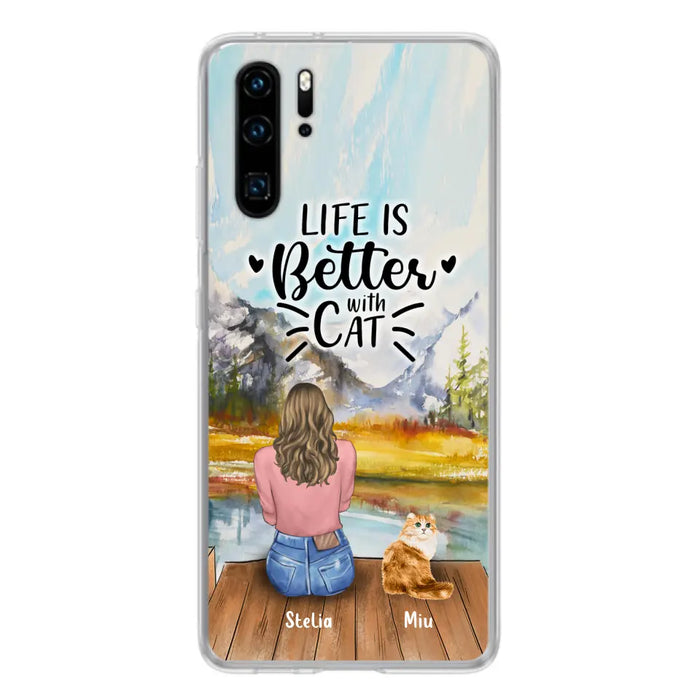 Custom Personalized Cat Mom Phone Case - Gifts For Cat Lovers With Upto 4 Cats - Home Is Where The Paws Are - Case For Oppo, Huawei, Xiaomi, Google Pixel