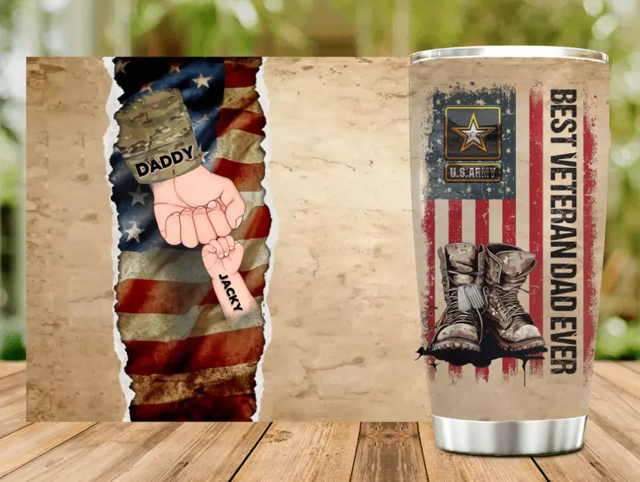 Personalized Best Dad Tumbler - Dad With Up To 6 Children - Father's Day Gift Idea for Dad - Best Veteran Dad Ever