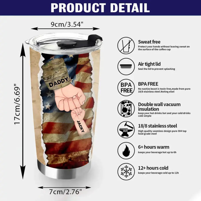 Personalized Best Dad Tumbler - Dad With Up To 6 Children - Father's Day Gift Idea for Dad - Best Veteran Dad Ever