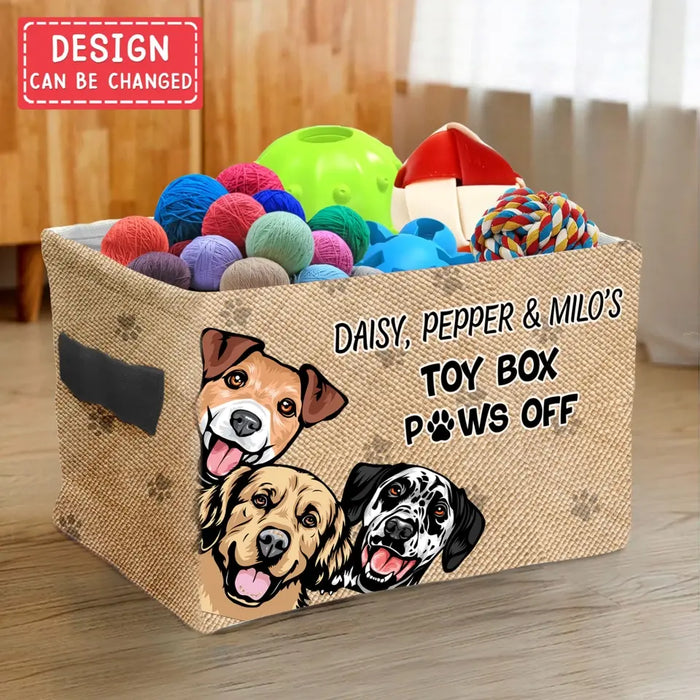Personalized Pet Storage Box - Up to 5 Dogs/Cats - Gift Idea for Dog/Cat Lovers - Toy Box Paws Off