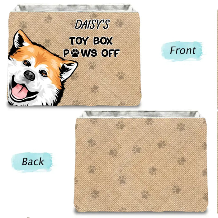 Personalized Pet Storage Box - Up to 5 Dogs/Cats - Gift Idea for Dog/Cat Lovers - Toy Box Paws Off