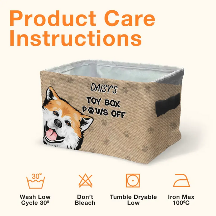 Personalized Pet Storage Box - Up to 5 Dogs/Cats - Gift Idea for Dog/Cat Lovers - Toy Box Paws Off