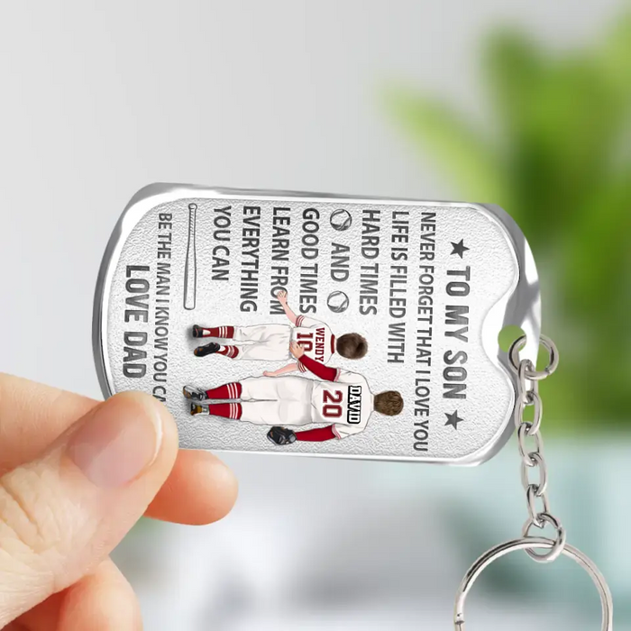 Personalized To My Son Aluminum Keychain - Gift Idea For Son/Father's Day - Never Forget That I Love You