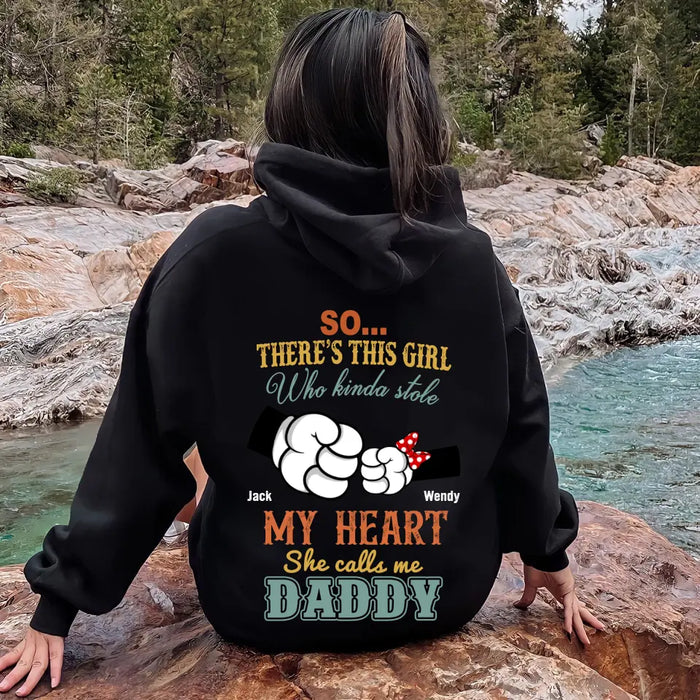 Custom Personalized Dad/Kid T-shirt/ Hoodie - Dad with up to 4 Kids - Father's Day Gift Idea -So There's This Girl Who Kinda Stole My Heart