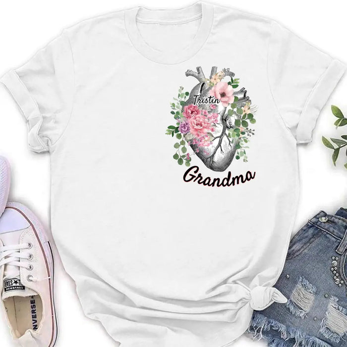 Personalized Spring Floral Heart Shirt/Hoodie - Up to 10 Kids - Mother's Day Gift Idea for Mom/Grandma - Grandma