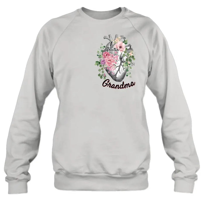 Personalized Spring Floral Heart Shirt/Hoodie - Up to 10 Kids - Mother's Day Gift Idea for Mom/Grandma - Grandma