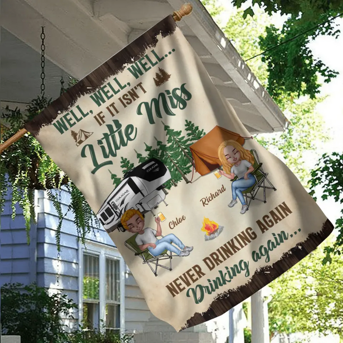 Custom Personalized Camping Friends Flag Sign - Best Gift For Camping Lovers/Friends - Upto 7 Friends - Never Drinking Again