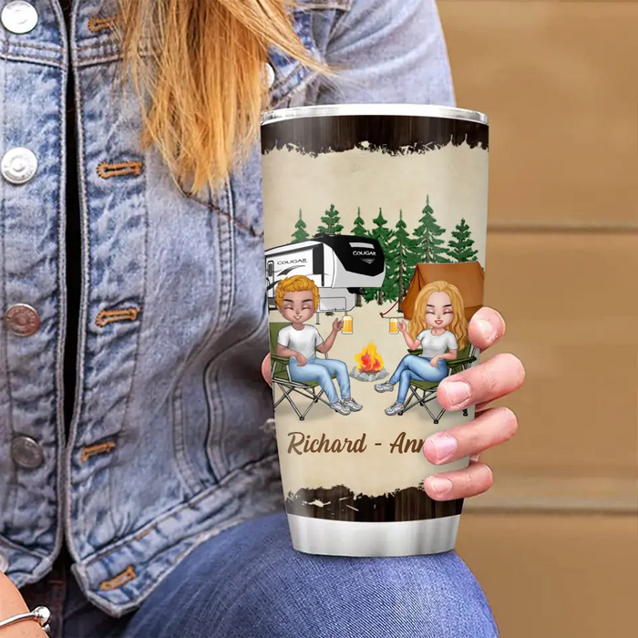 Custom Personalized Camping Friends Tumbler - Best Gift For Camping Lovers/Friends - Upto 7 Friends - Never Drinking Again