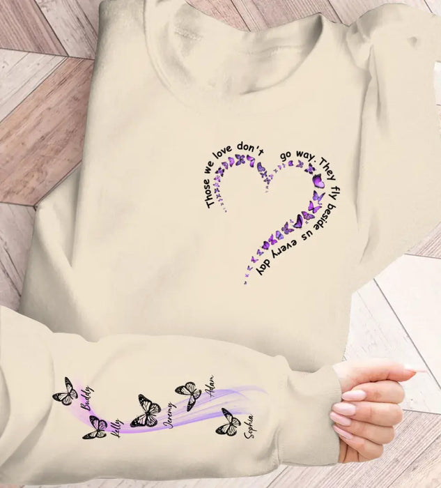 Personalized Butterfly AOP Sweater - Up to 5 Names - Memorial Gift Idea for Mother's Day - Those We Love Don't Go Away They Fly Beside Us Every Day