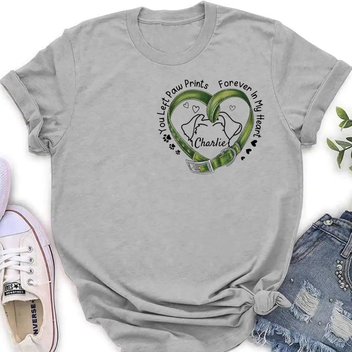 Custom Personalized Memorial Dog Collar T-shirt/ Hoodie - Gift Idea For Dog Lover/ Mother's Day/Father's Day - You Left Paw Prints Forever In My Heart