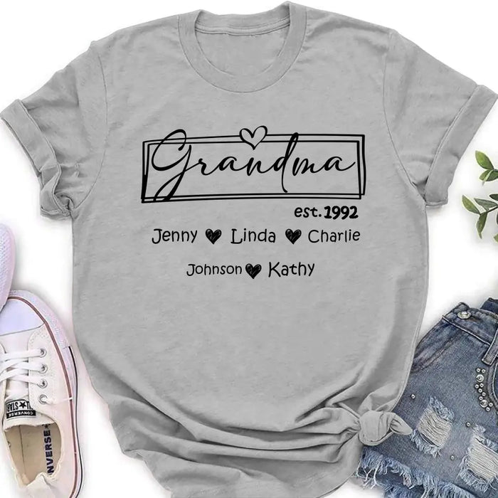 Personalized Mom And Grandma Shirt - Up to 12 People - Mother's Day Gift Idea for Mom/Grandma - Grandma Est.1992