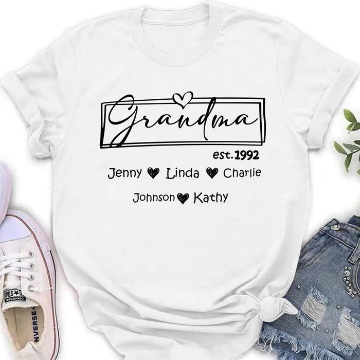 Personalized Mom And Grandma Shirt - Up to 12 People - Mother's Day Gift Idea for Mom/Grandma - Grandma Est.1992
