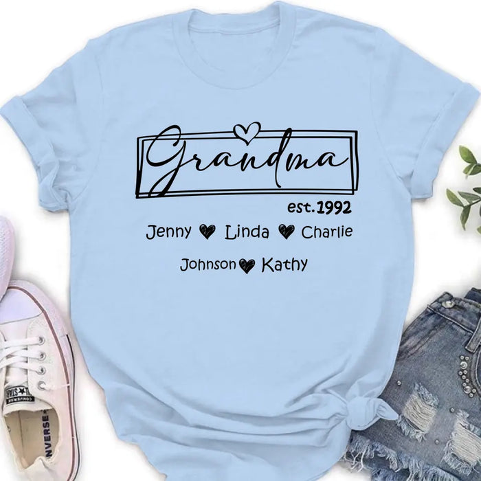 Personalized Mom And Grandma Shirt - Up to 12 People - Mother's Day Gift Idea for Mom/Grandma - Grandma Est.1992