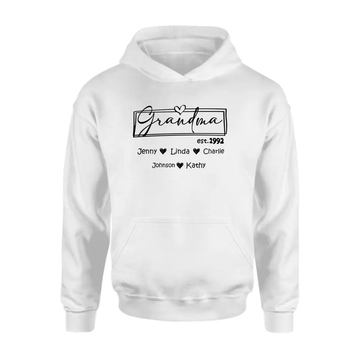 Personalized Mom And Grandma Shirt - Up to 12 People - Mother's Day Gift Idea for Mom/Grandma - Grandma Est.1992