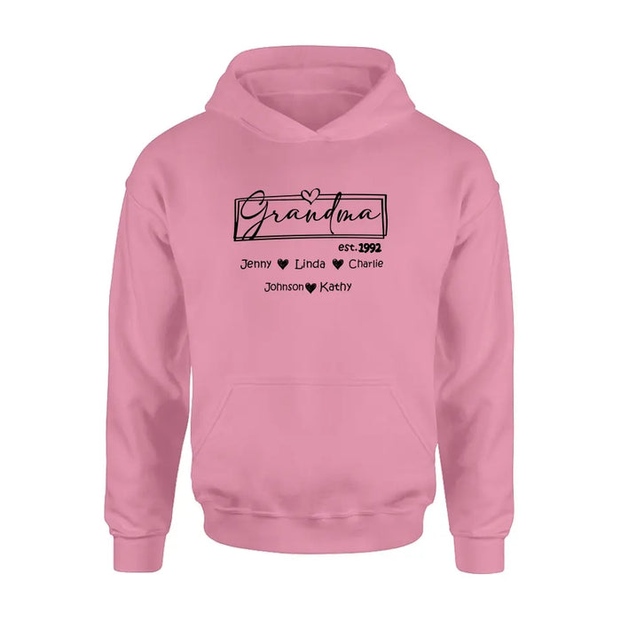 Personalized Mom And Grandma Shirt - Up to 12 People - Mother's Day Gift Idea for Mom/Grandma - Grandma Est.1992