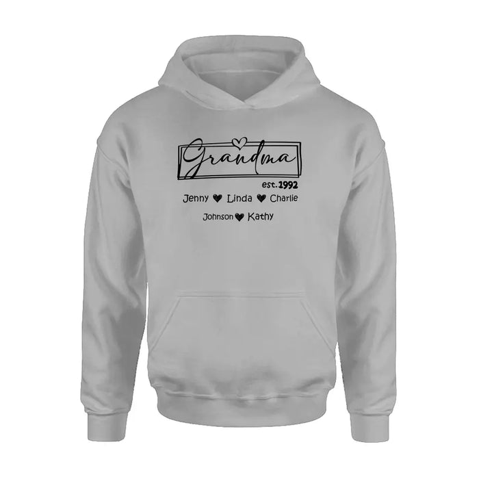 Personalized Mom And Grandma Shirt - Up to 12 People - Mother's Day Gift Idea for Mom/Grandma - Grandma Est.1992