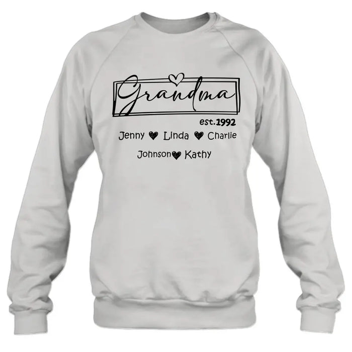 Personalized Mom And Grandma Shirt - Up to 12 People - Mother's Day Gift Idea for Mom/Grandma - Grandma Est.1992