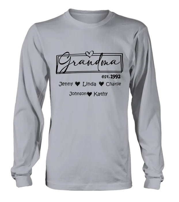 Personalized Mom And Grandma Shirt - Up to 12 People - Mother's Day Gift Idea for Mom/Grandma - Grandma Est.1992